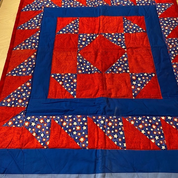 Hand Crafted Patriotic Lap Quilt 46” x 35” (HL) - Picture 6 of 11